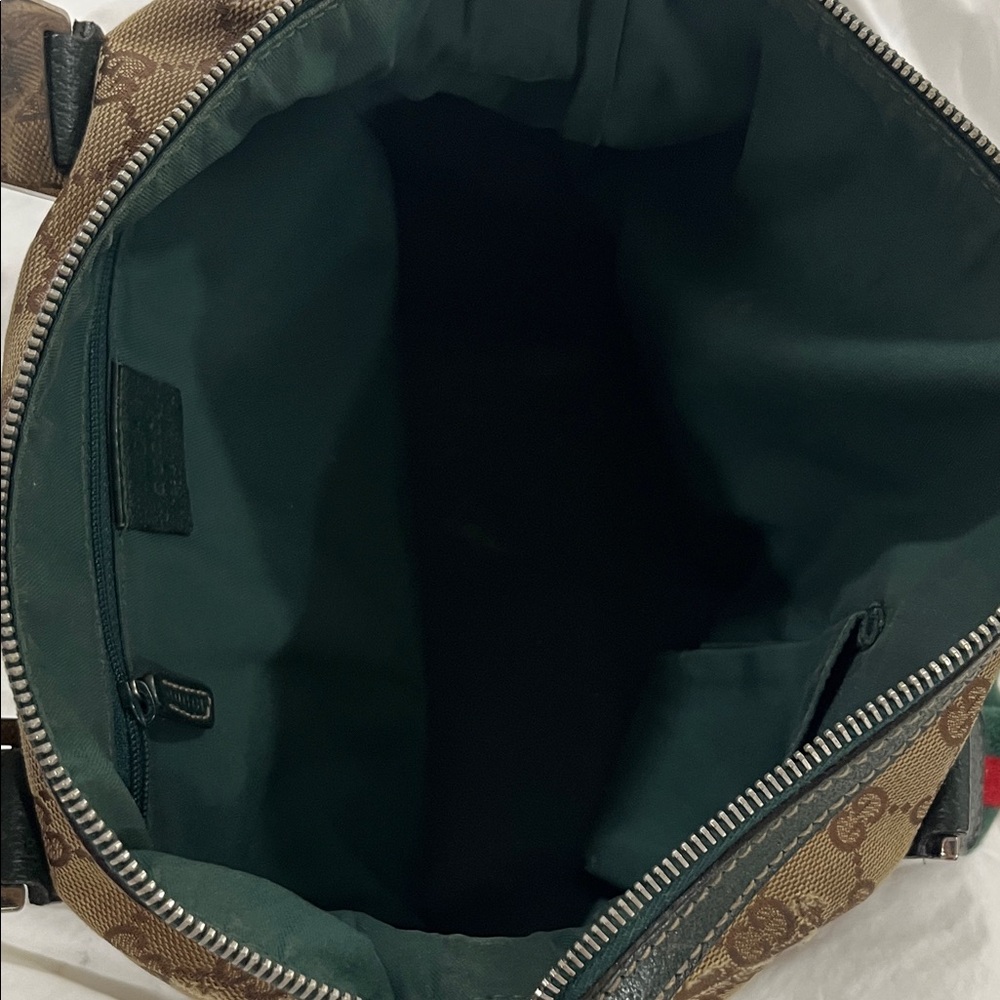 Gucci Beige and Green Monogram Tote - Picture 3 of 7